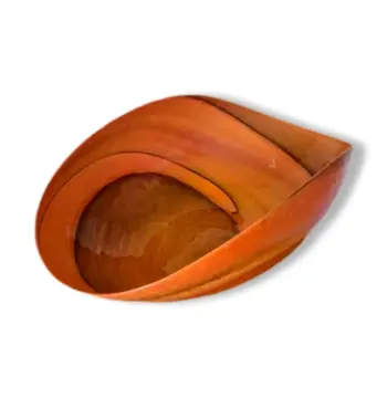 Large Vintage Murano Folded Orange Yalos Casa Signed Venetian Art Glass Bowl 51cm
