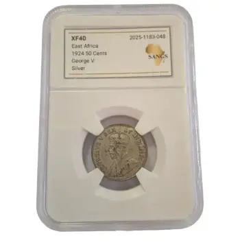 1924 East Africa 50 Cents Silver Coin XF40 | King George V Colonial Currency